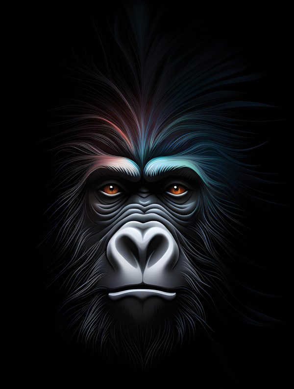 Wandbild Affenkopf LED Spanntuch
